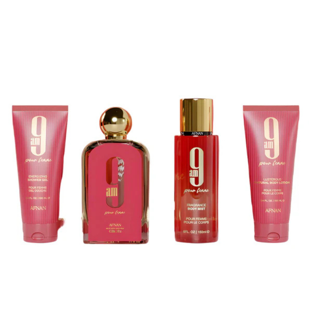 9 AM Pour Femme by Afnan – Eau de Parfum Gift Set, 100ml (3.4 oz), Women