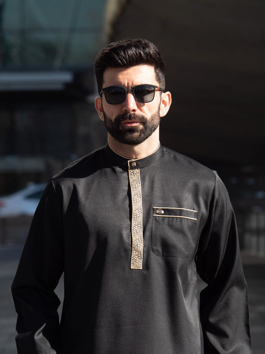 Burda - Premium Short Kurta - Black Gold