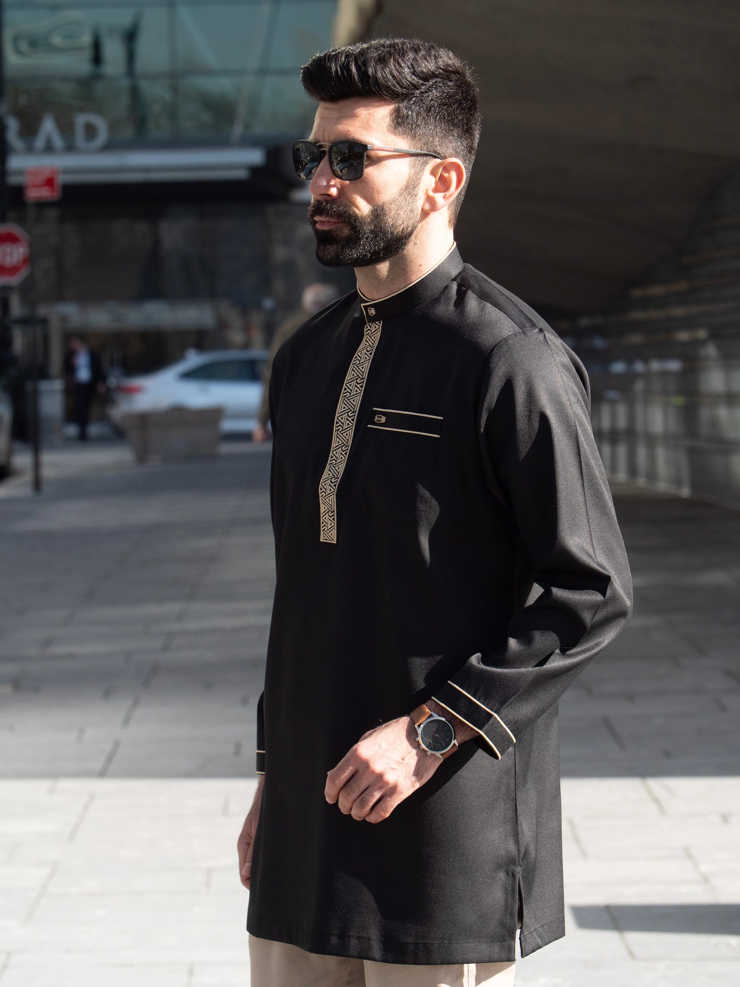 Burda - Premium Short Kurta - Black Gold